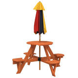 Picnic Table for 4 Kids with Umbrella Round Solid Wood Fir 3281623