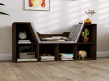 Bookcase Storage Shelf with Cushioned Reading Seat, Cube Bookshelf Organizer for Bedroom Living T3398P328329
