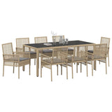 Garden Dining Set 9 pcs Beige Poly rattan 3334884