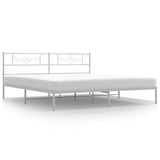 Bed Frame White Powder-Coated Steel Double Bed Frame 355321