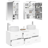 Bathroom Furniture Set 5 pcs White Engineered Wood and Glass 3407031