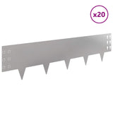 Lawn Edging 20 pcs 100 x 25 cm Steel Silver 8008615