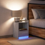 ZNTS Bedside Cabinets with LED Lights 2 pcs Smoked Oak Engineered Wood 852028