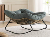 Oversize Rocking Chair Egg-Shaped Wicker Rattan Patio Lounge with Thick Cushion, Perfect for W5807P528179