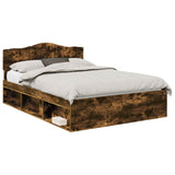 Bed Frame Smoked Oak 140 x 200 cm Solid Pine Wood 3412893