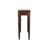Solid Wood Turned Legs 3 Drawer Chestnut Console, 3 Drawers, Dark Brown B2743P403487