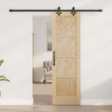 Sliding Door Natural and Black 61 x 198.5 cm Solid Pine Wood 3445512