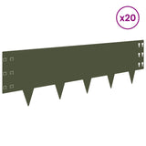 Lawn Edging 20 pcs 100 x 30 cm Steel Olive Green 8008633