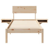 Bed Frame with Headboard Brown 75 x 190 cm Solid Pine Wood 873472