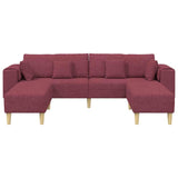 Fabric Sofa with Cushion 3 pcs Wine Red 208 cm Fabric 3335165