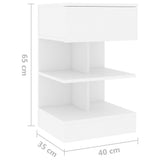 808648 Bedside Cabinet White 40x35x65 cm Engineered Wood