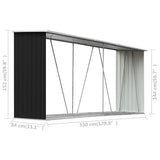 ZNTS Garden Log Storage Shed Galvanised Steel 330x84x152 cm Anthracite 47085