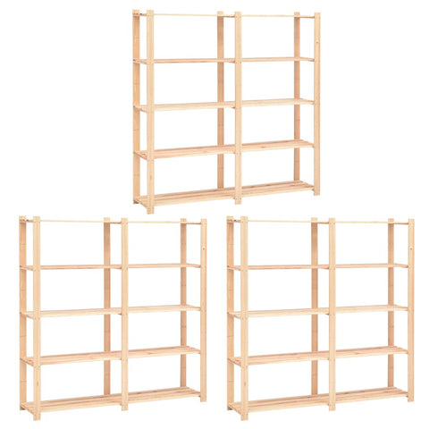 5-Tier Storage Racks 3 pcs 170x38x170 cm Solid Pinewood 500 kg 3051110