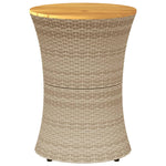 ZNTS Garden Side Table Drum Shape Beige Poly Rattan and Solid Wood 368298