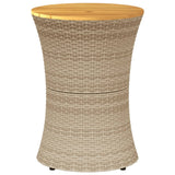 ZNTS Garden Side Table Drum Shape Beige Poly Rattan and Solid Wood 368298