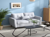 2 Seater Sofa with Spring Cushion, Fabric Sofa with Wooden Legs, Modern Love Seat for Living Room, T3398P344487