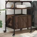 Printer Stand 3-Tier Brown Oak 50x40x76 cm Engineered Wood 842295
