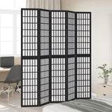 Room Divider 5 Panels Black Solid Wood Paulownia 358776