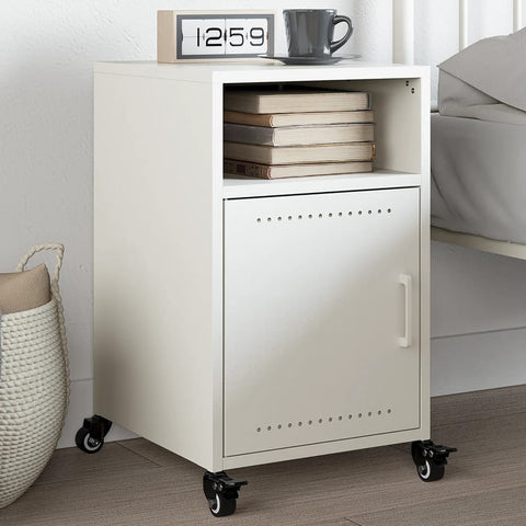 ZNTS Bedside Cabinet White 36x39x59 cm Steel 846726