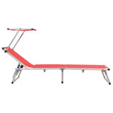 Sun Lounger Red Aluminium, Textilene Standard Foldable 44334