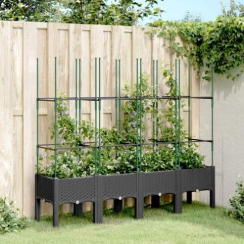 Garden Planter with Trellis Black 160x40x142.5 cm PP 367963