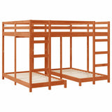 Triple Bunk Bed Frame Wax brown 160 x 200 cm Solid Pine Wood 3414563