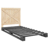 Bed Frame without Mattress Grey 100x200 cm Solid Wood Pine 3281581