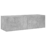 ZNTS 4 Piece TV Wall Cabinets with LED Lights Concrete Grey 3216884