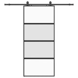 Sliding Door with Hardware Set Black 90x205 cm Tempered Glass 3375890