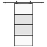 Sliding Door with Hardware Set Black 90x205 cm Tempered Glass 3375890