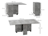 Folding Dining Table, Drop Leaf Table with 2-Tier Shelves, Rolling Casters, for Small Spaces, T3398P330392