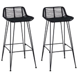 Bar Stool 2 pcs Black 44 x 46 x 91 cm Rattan and Steel 42033205