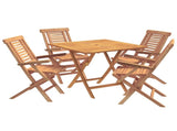 5 Piece Folding Garden Bistro Set Natural Solid Teak Wood 3434101