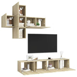 7 Piece TV Cabinet Set Sonoma Oak Engineered Wood 3079022