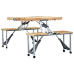 Folding Camping Table with 4 Seats Steel Aluminium 47687