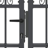 Fence Gate with Spear Top with Lock Grey 305 x 75 cm Steel 42009042