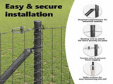 Ground Spike Fence Post 7 pcs Grey Powder-Coated Steel 42004260