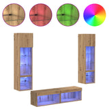 TV Wall Unit Wall-mounted 6 pcs Artisan Oak Engineered Wood 3402933