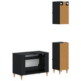 3 Piece Bathroom Cabinet Set ALKMAAR Black Engineered Wood 3417748