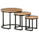 ZNTS Side Tables 3 pcs Rough Mango Wood 320686