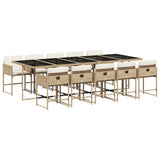 Garden Dining Set Beige, Cream White, Black PE Rattan 10-seater 3211294