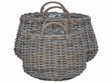 Planter Basket with Storage 2 pcs Grey Lacak Rattan 42020953