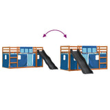 Bunk Bed without Mattress with Slide and Curtains Blue 90x200 cm 3284114