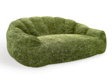 2 Seater Plush Bean Bag Sofa, Green Shiny Silver Speck Oversized Lazy Couch, High Density Sponge T5592P539593