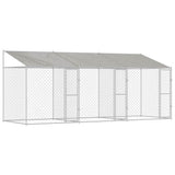 Dog Cage with Roof Silver 600 x 200 x 256 cm Steel and PE 3368299