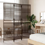 Room Divider 3 Panels Brown Poly Rattan 365373
