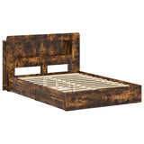 Bed Frame with Storage Smoked Oak 135 x 190 cm Engineered Wood 3433669