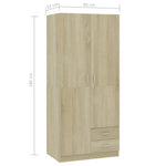 ZNTS Wardrobe Sonoma Oak 80x52x180 cm Engineered Wood 800642