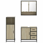 ZNTS 3 Piece Bathroom Furniture Set Sonoma Oak Engineered Wood 3300986