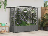 Raised Bed with Trellis and Roof Light Grey 163 x 40 x 138 cm 42032585